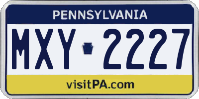 PA license plate MXY2227