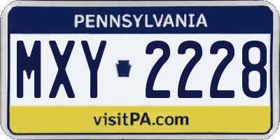 PA license plate MXY2228