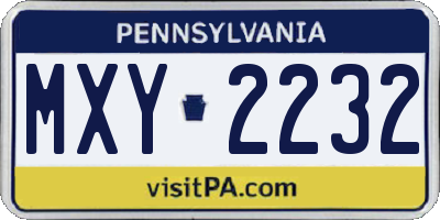 PA license plate MXY2232