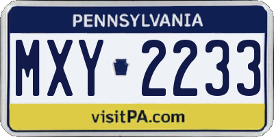 PA license plate MXY2233