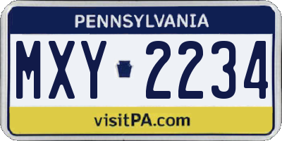 PA license plate MXY2234