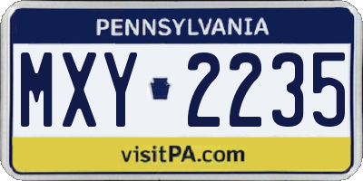 PA license plate MXY2235
