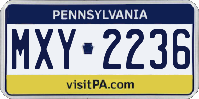 PA license plate MXY2236