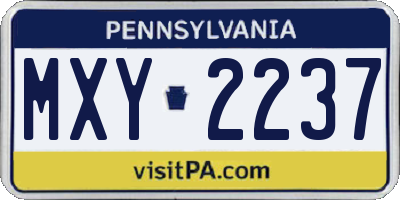 PA license plate MXY2237