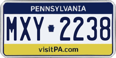 PA license plate MXY2238