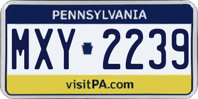 PA license plate MXY2239