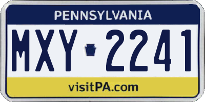 PA license plate MXY2241