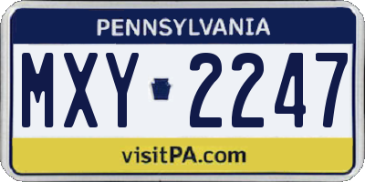 PA license plate MXY2247