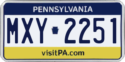 PA license plate MXY2251