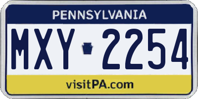 PA license plate MXY2254