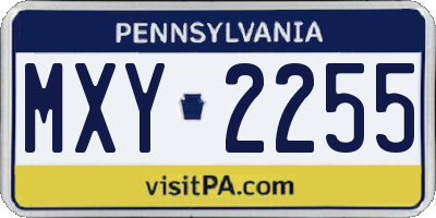 PA license plate MXY2255