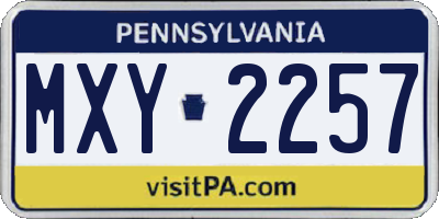 PA license plate MXY2257