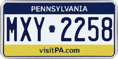 PA license plate MXY2258