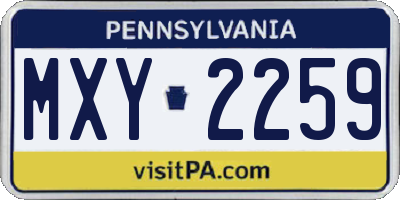 PA license plate MXY2259