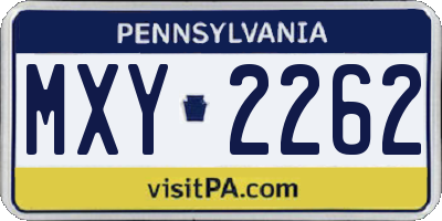 PA license plate MXY2262
