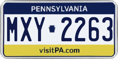 PA license plate MXY2263