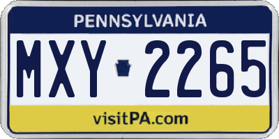 PA license plate MXY2265