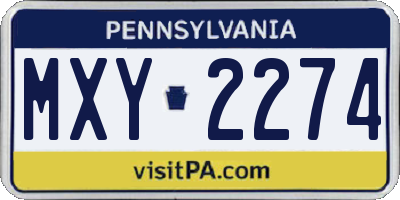 PA license plate MXY2274