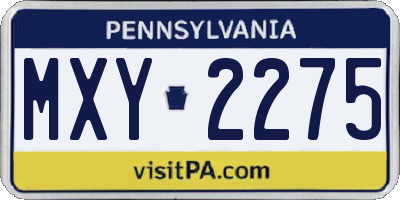 PA license plate MXY2275