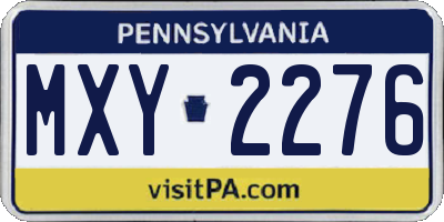 PA license plate MXY2276