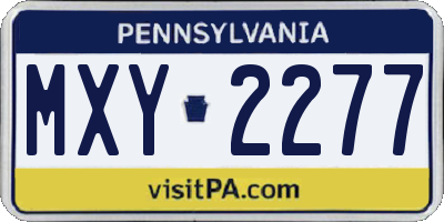 PA license plate MXY2277