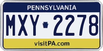 PA license plate MXY2278