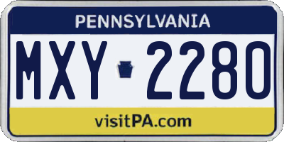 PA license plate MXY2280