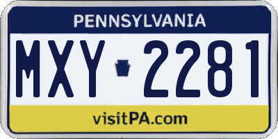 PA license plate MXY2281