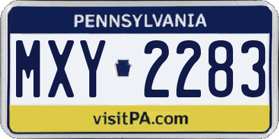PA license plate MXY2283