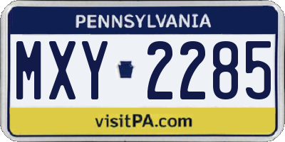 PA license plate MXY2285