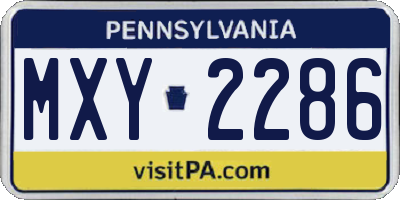 PA license plate MXY2286