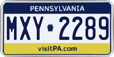 PA license plate MXY2289