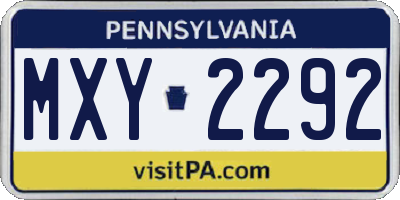 PA license plate MXY2292