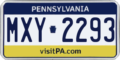 PA license plate MXY2293