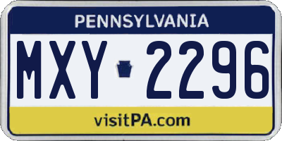 PA license plate MXY2296