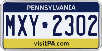 PA license plate MXY2302