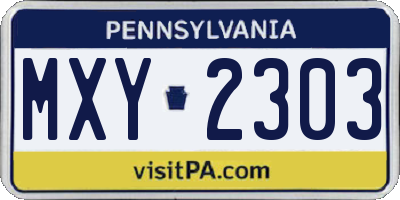 PA license plate MXY2303