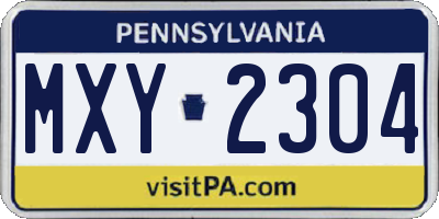 PA license plate MXY2304