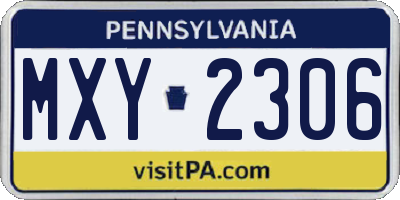 PA license plate MXY2306