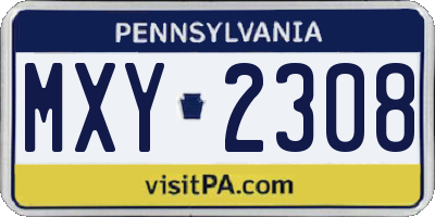 PA license plate MXY2308