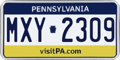 PA license plate MXY2309