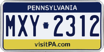 PA license plate MXY2312