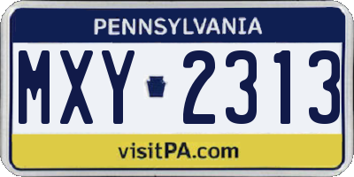 PA license plate MXY2313