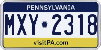 PA license plate MXY2318