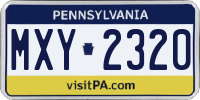 PA license plate MXY2320