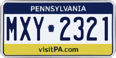 PA license plate MXY2321
