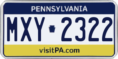 PA license plate MXY2322