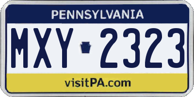 PA license plate MXY2323