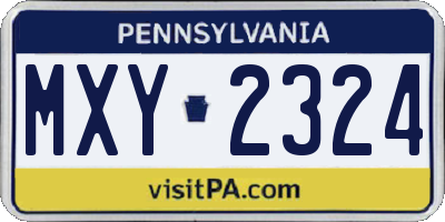 PA license plate MXY2324