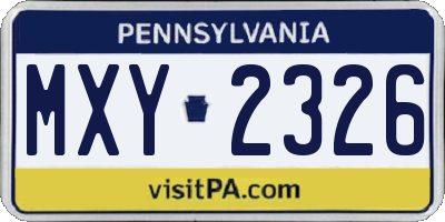 PA license plate MXY2326